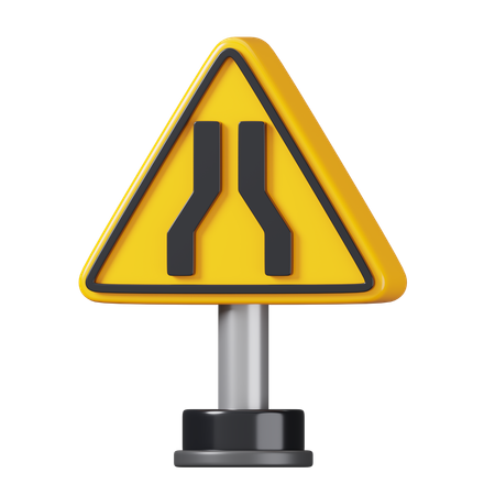 Narrow Road Sign  3D Icon