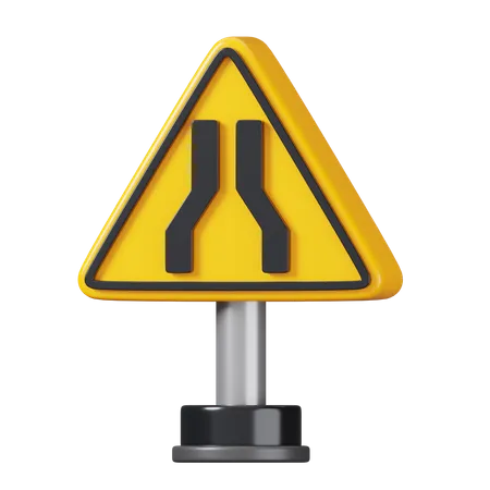 Narrow Road Sign  3D Icon