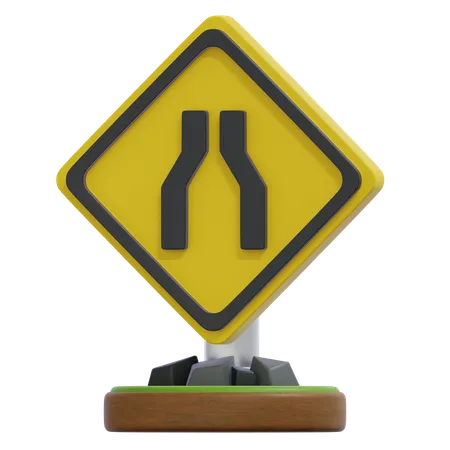 NARROW ROAD SIGN  3D Icon