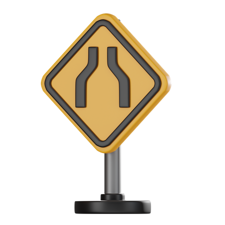 Narrow Road Sign  3D Icon