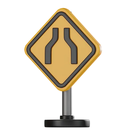 Narrow Road Sign  3D Icon