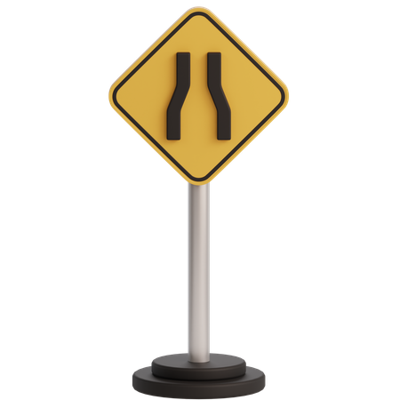 Narrow Road Sign  3D Icon