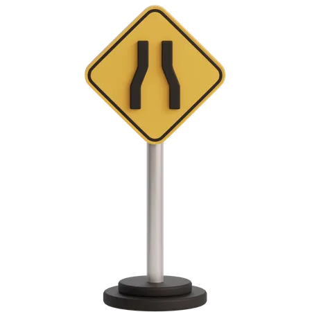 Narrow Road Sign  3D Icon