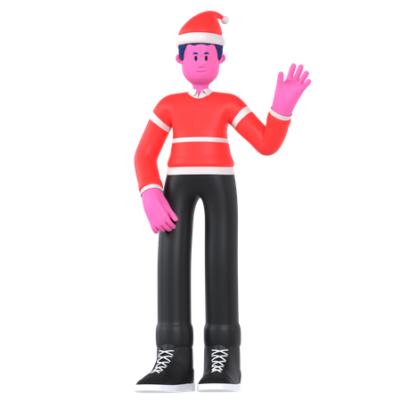 Menino de Natal diga olá  3D Illustration