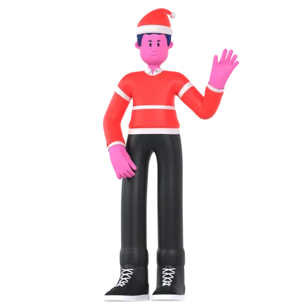 Menino de Natal diga olá  3D Illustration