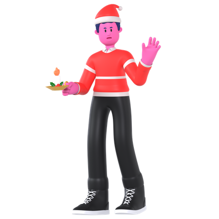 Menino de Natal segurando uma vela de Natal  3D Illustration