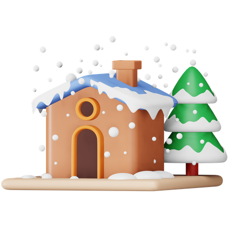 Neve de natal em casa  3D Icon
