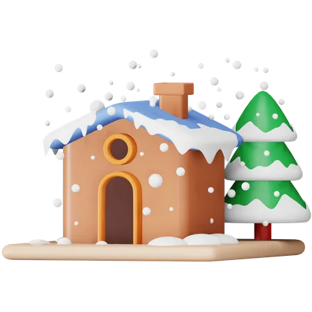 Neve de natal em casa  3D Icon