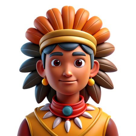 Native American Indigenous Woman Avatar  3D Icon