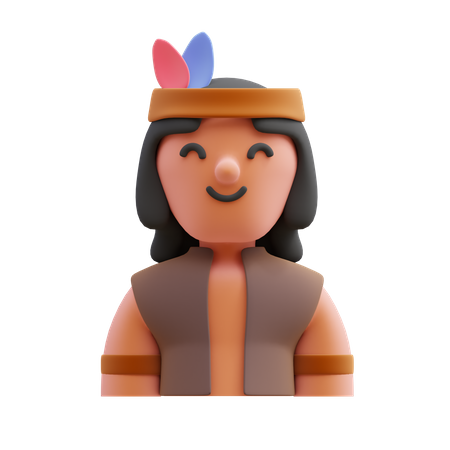 Native American Man  3D Illustration