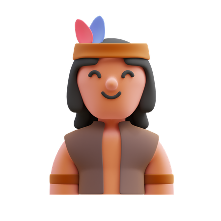 Native American Man 3D Illustration