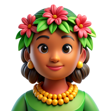 Native Hawaiian Girl Avatar  3D Icon