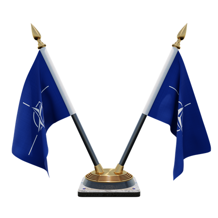 Doppelter NATO-Tischflaggenständer  3D Flag