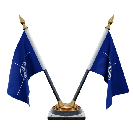 NATO Double Desk Flag Stand  3D Flag