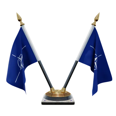NATO Double Desk Flag Stand  3D Illustration