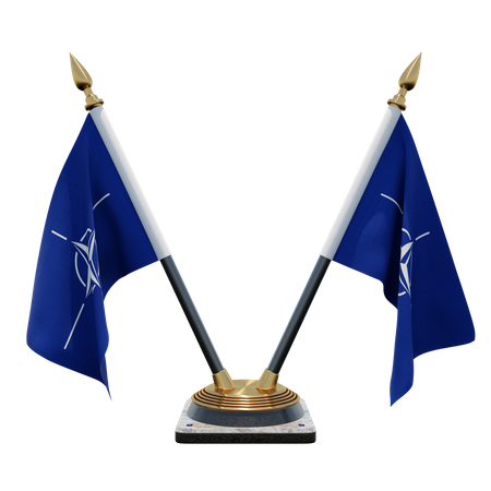 Suporte de bandeira de mesa dupla NATO (V)  3D Icon