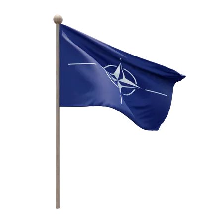NATO Flag Pole  3D Illustration