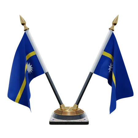 Nauru-Doppel-Tischflaggenständer  3D Flag