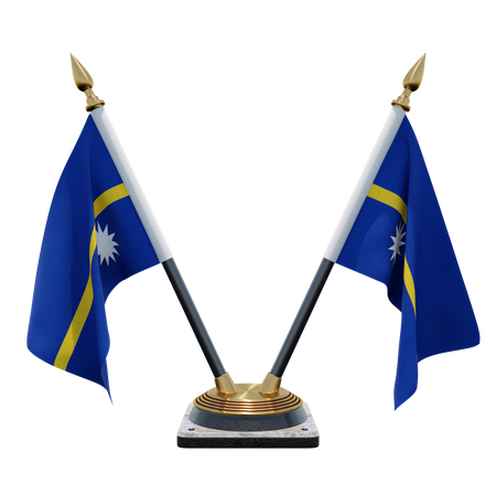 Nauru Double Desk Flag Stand  3D Flag