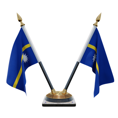 Nauru Double (V) Desk Flag Stand  3D Icon