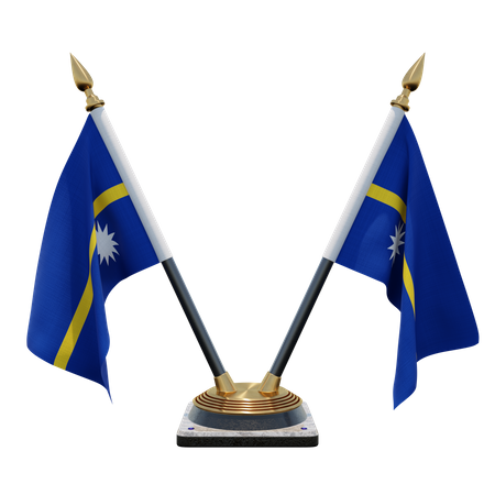 Soporte de bandera de escritorio doble Nauru  3D Flag