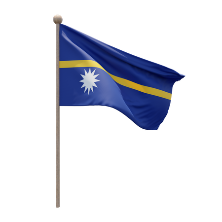 Nauru Flag Pole  3D Illustration