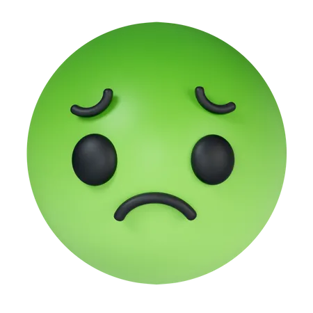3 D Nauseated Face Emoji With Green Face Sickly Face Green With Concerned Eyes And Puffed Holding Back Vomit Icon Isolated On Gray Background 3 D Rendering Illustration Clipping Path 3D Icon