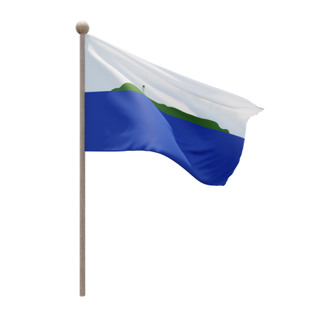 Navassa Island Flag Pole  3D Flag