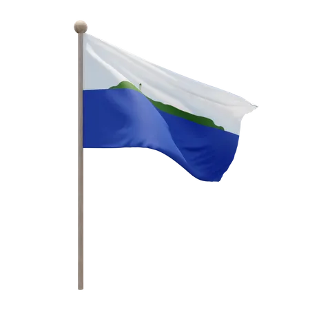 Navassa Island Flagpole  3D Illustration