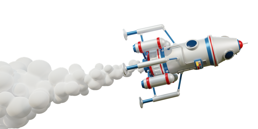 El módulo espacial de la nave espacial vuela  3D Illustration