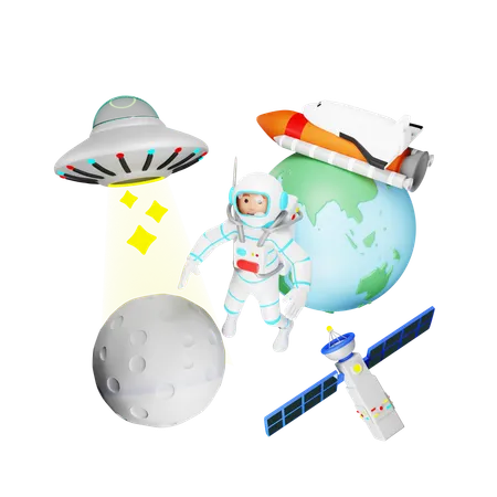 Nave espacial ovni  3D Illustration