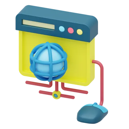 Icono 3 D Del Navegador De Internet Representado Con El Raton De La Computadora Y La Ventana De La Aplicacion 3D Icon