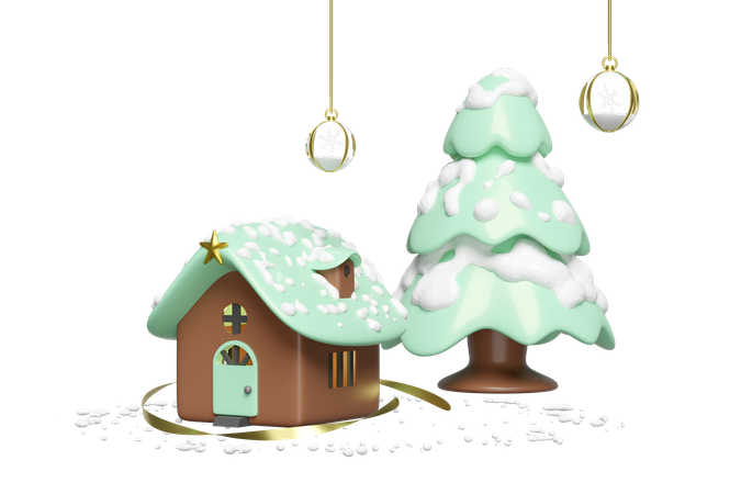 Navidad en casa  3D Illustration