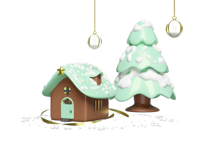 Navidad en casa  3D Illustration