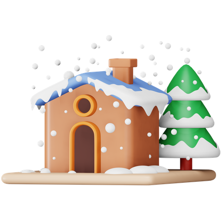 Navidad nieve casa  3D Icon