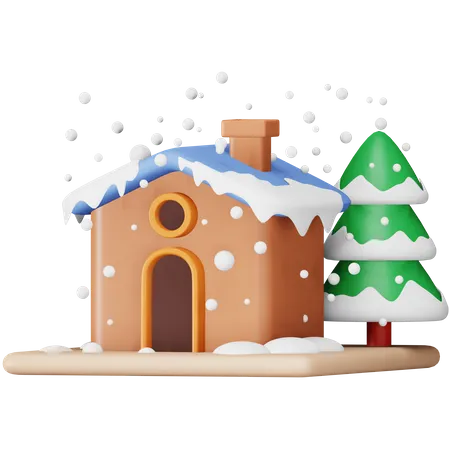 Navidad nieve casa  3D Icon