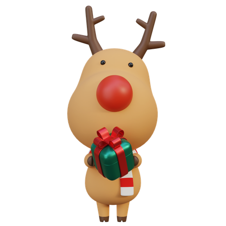 Rudolph de Navidad repartiendo regalos  3D Icon