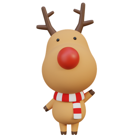 Rudolph de Navidad saludando con la mano  3D Icon