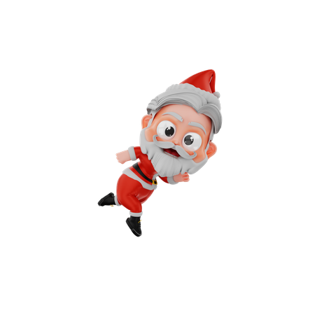 Navidad santa corriendo  3D Illustration