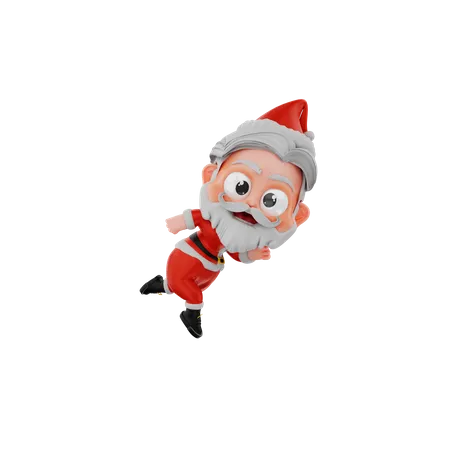 Navidad santa corriendo  3D Illustration