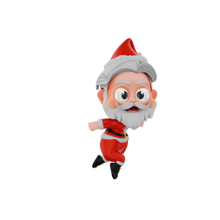 Navidad santa saltando  3D Illustration