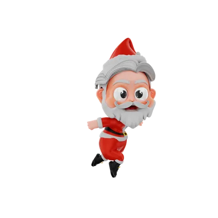 Navidad santa saltando  3D Illustration