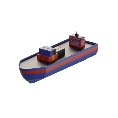 Navio de carga com contêiner  3D Icon