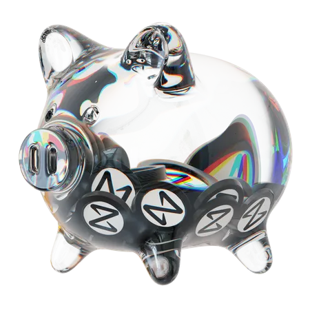 Near Clear Glass Piggy Bank With Decreasing Piles Of Crypto Coins  3D Icon