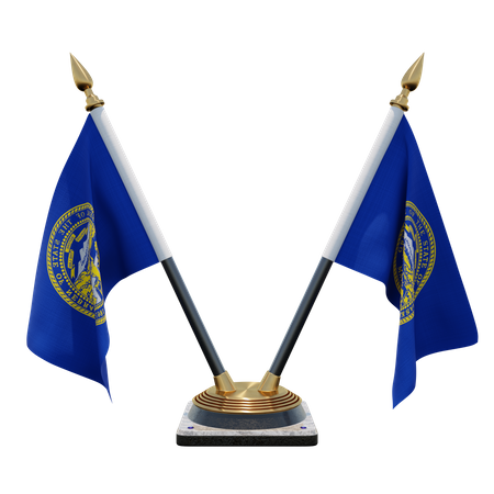 Nebraska Double (V) Desk Flag Stand  3D Icon