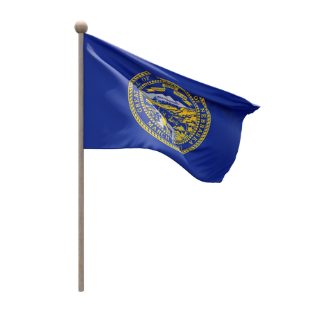 Nebraska Flag Pole  3D Flag