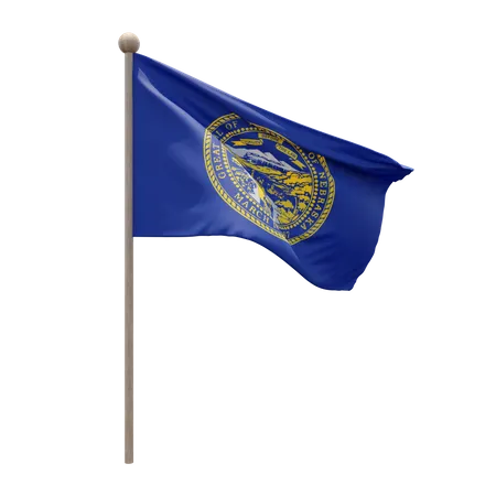 Nebraska Flag Pole  3D Illustration