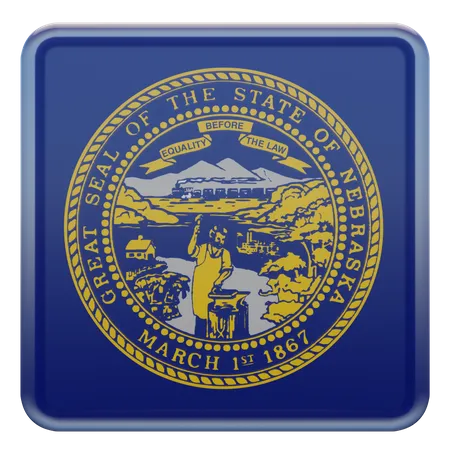 Nebraska Square Flag  3D Icon