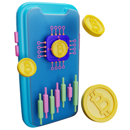 Negociação de bitcoins  3D Illustration