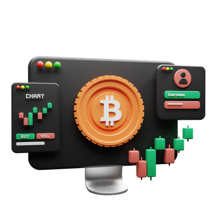 Negociação de bitcoins  3D Illustration